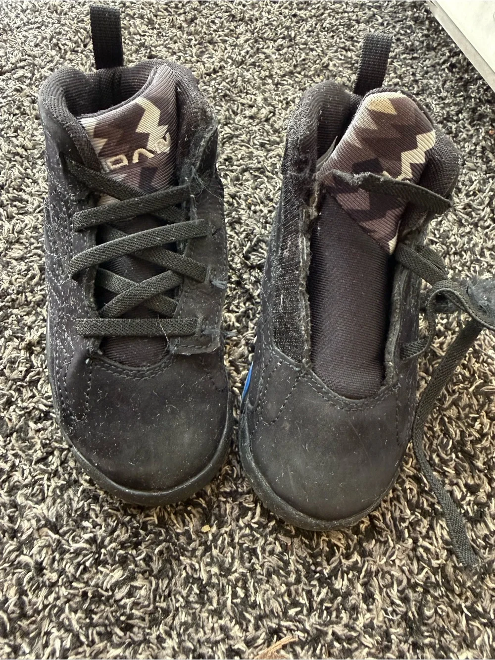 Jordan Kids Black High-Top Boots with Gray Patterned Collar